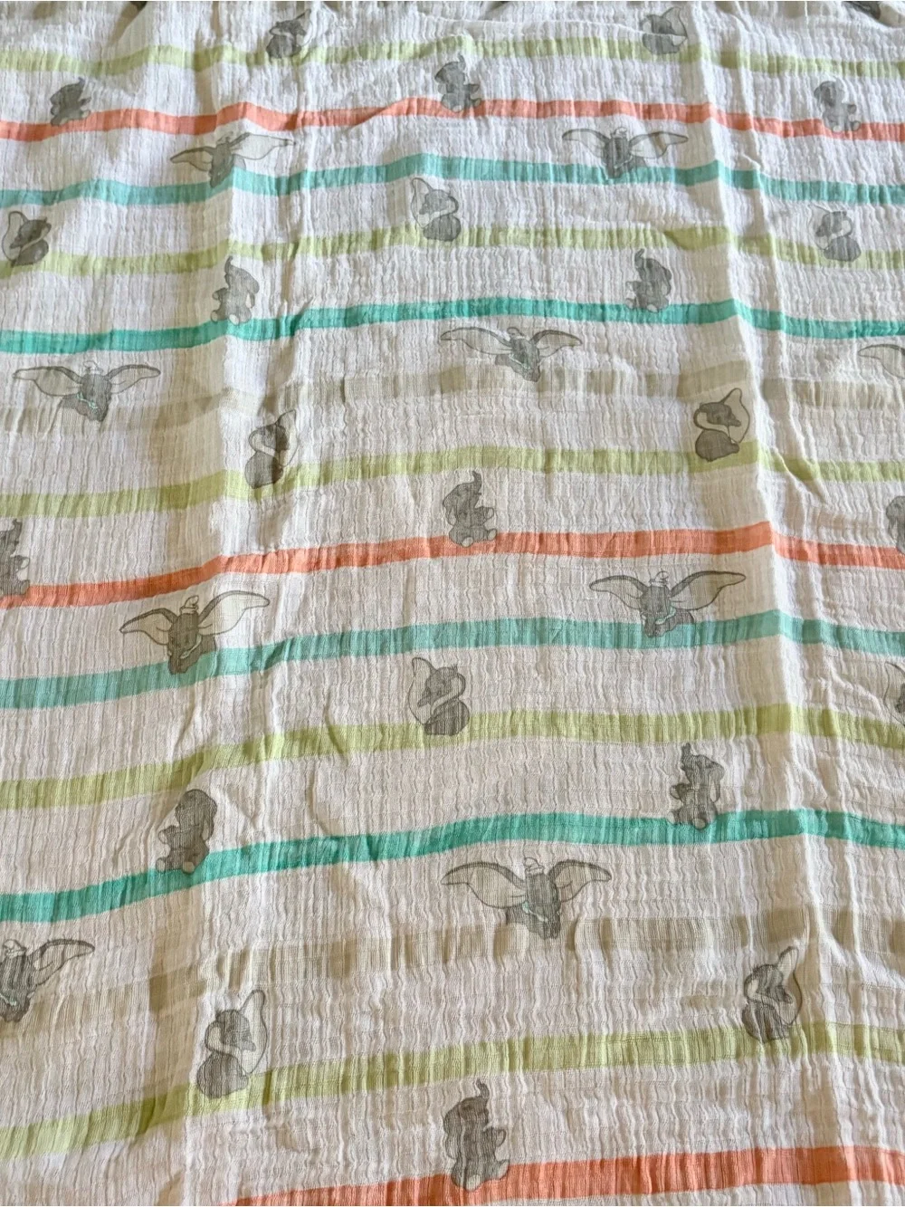 Aden & Anais Baby Disney Dumbo Muslin Swaddle Blanket Elephant Stripes 45”x43”